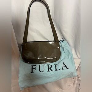 FURLA Taupe Patent Leather Shoulder bag